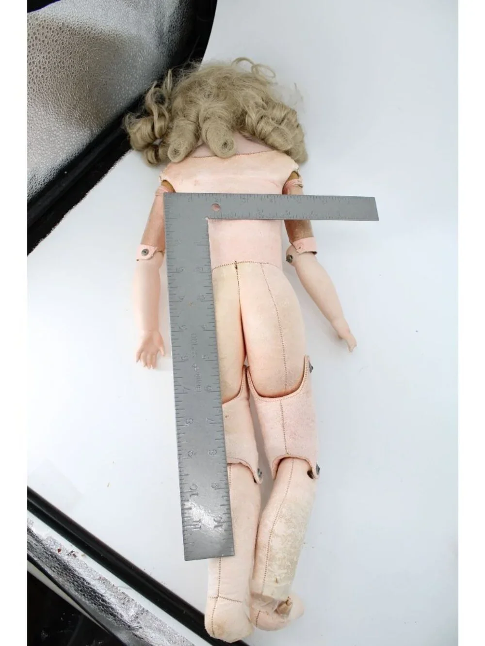 Vintage German Bisque Doll Leather body 22